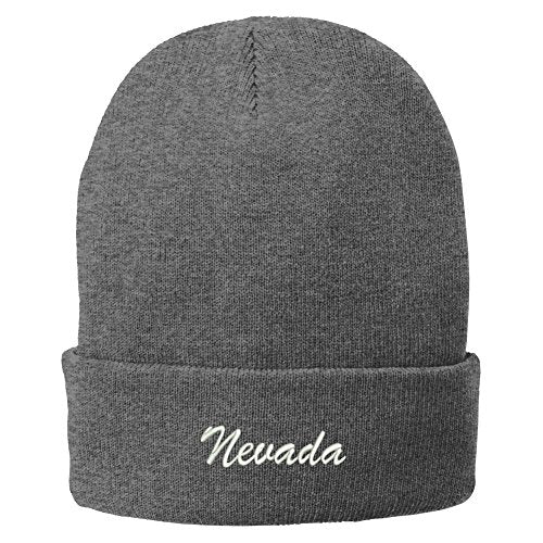 Trendy Apparel Shop Nevada Embroidered Winter Folded Long Beanie