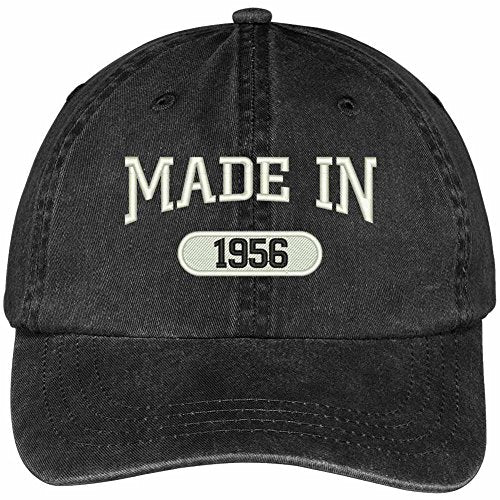Trendy Apparel Shop 63rd Birthday - Made in 1956 Embroidered Low Profile Washed Cotton Baseball Cap