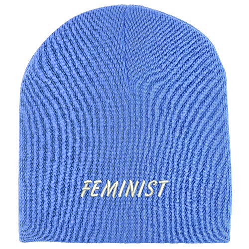 Trendy Apparel Shop Feminist Embroidered Acrylic Winter Knit Skull Short Beanie