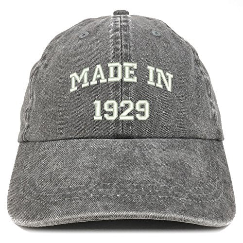 Trendy Apparel Shop Made in 1929 Text Embroidered 92nd Birthday Washed Cap