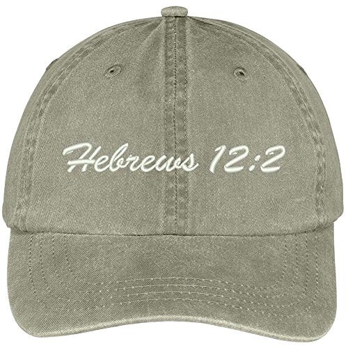 Trendy Apparel Shop Bible Verse Hebrews 12:2 Embroidered Pigment Dyed Cotton Baseball Cap
