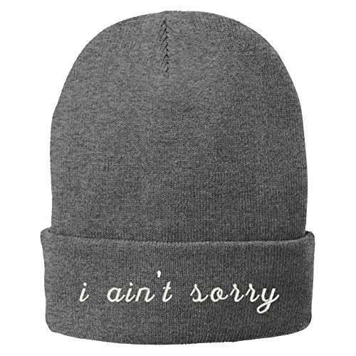Trendy Apparel Shop Ain't Sorry Embroidered Winter Cuff Long Beanie