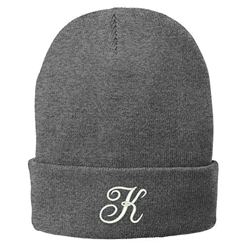 Trendy Apparel Shop Letter K Embroidered Winter Knitted Long Beanie