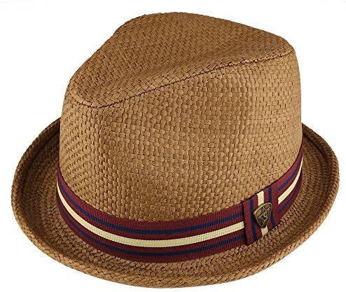 Trendy Apparel Shop Men's Summer Straw Upturned Brim Fedora with Grosgrain Hat Band