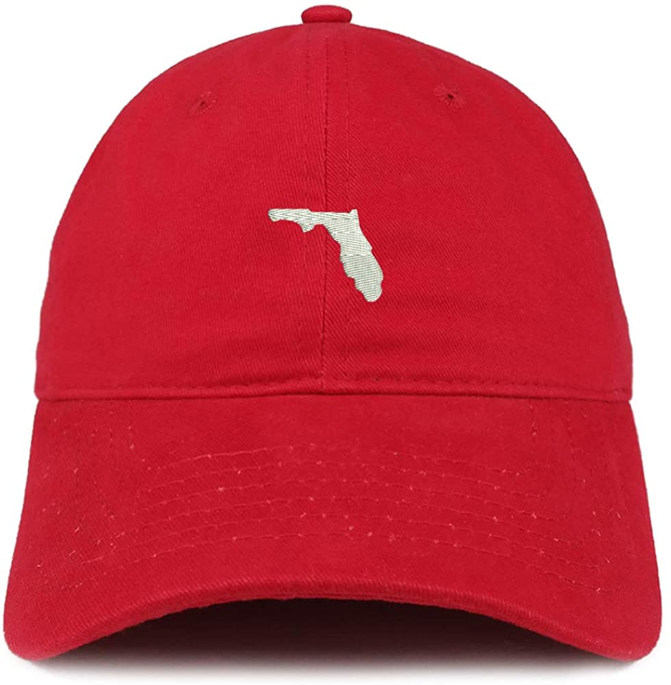 Trendy Apparel Shop Florida State Map Embroidered Low Profile Soft Cotton Brushed Baseball Cap
