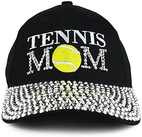 Trendy Apparel Shop Tennis Mom Embroidered and Stud Jeweled Bill Unstructured Baseball Cap
