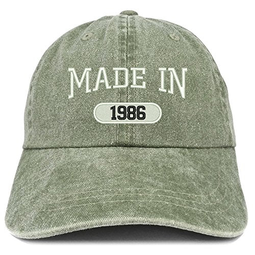 Trendy Apparel Shop Made in 1986 Embroidered 35th Birthday Washed Baseball Cap
