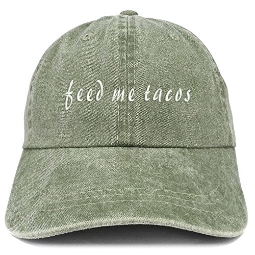 Trendy Apparel Shop Feed Me Tacos Embroidered Washed Cotton Adjustable Cap