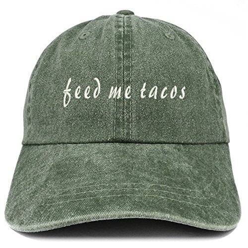 Trendy Apparel Shop Feed Me Tacos Embroidered Washed Cotton Adjustable Cap