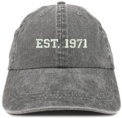 Trendy Apparel Shop EST 1971 Embroidered - 50th Birthday Gift Pigment Dyed Washed Cap