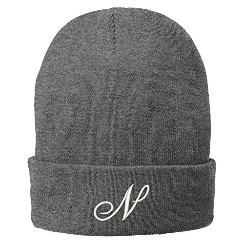 Trendy Apparel Shop Letter N Embroidered Winter Knitted Long Beanie