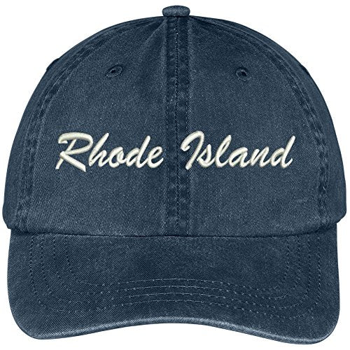 Trendy Apparel Shop Rhode Island State Embroidered Low Profile Adjustable Cotton Cap