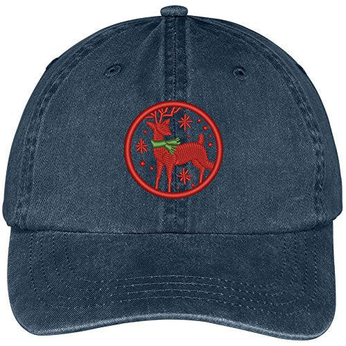 Trendy Apparel Shop X-Mas Reindeer Embroidered Cotton Washed Baseball Cap
