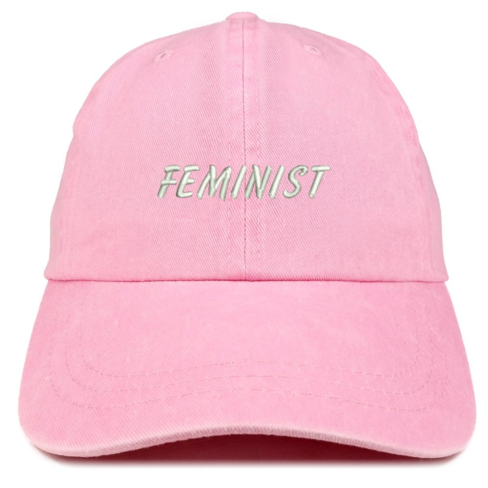 Trendy Apparel Shop Feminist Embroidered Washed Cotton Adjustable Cap - Black