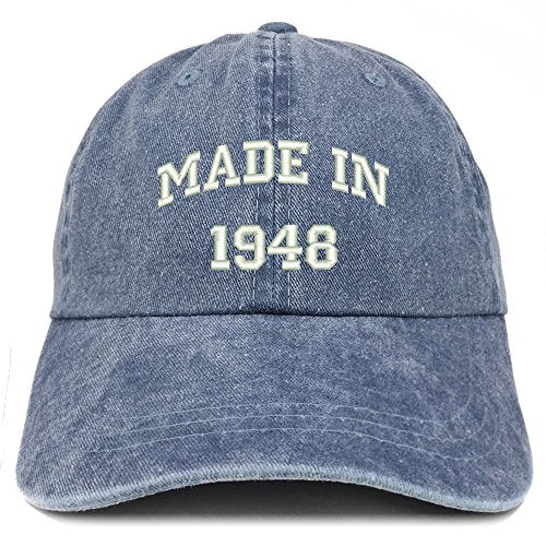 Trendy Apparel Shop Made in 1948 Text Embroidered 73rd Birthday Washed Cap