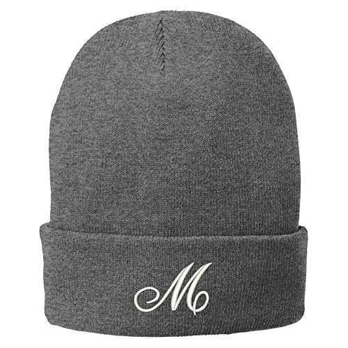 Trendy Apparel Shop Letter M Embroidered Winter Knitted Long Beanie