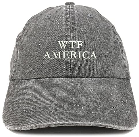 Trendy Apparel Shop WTF America Embroidered Washed Cotton Adjustable Cap