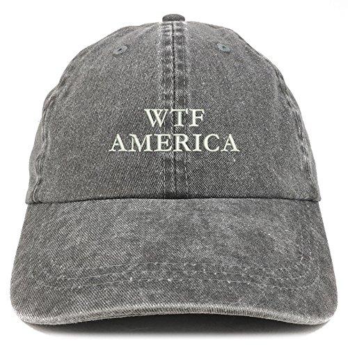 Trendy Apparel Shop WTF America Embroidered Washed Cotton Adjustable Cap
