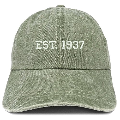 Trendy Apparel Shop EST 1937 Embroidered - 84th Birthday Gift Pigment Dyed Washed Cap