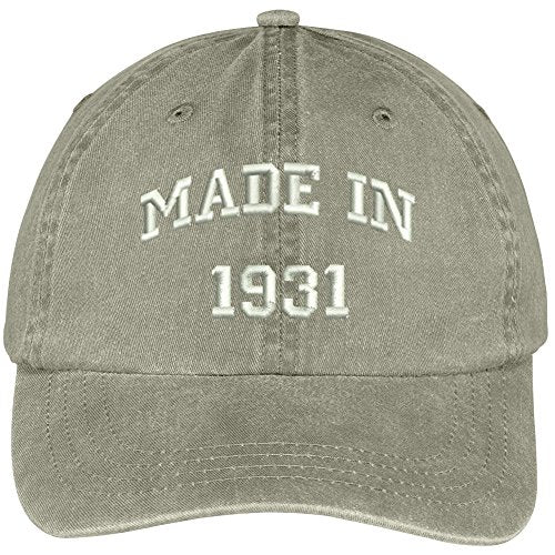 Trendy Apparel Shop Made in 1931-88th Birthday Embroidered Pigment Dyed Cotton Baseball Cap
