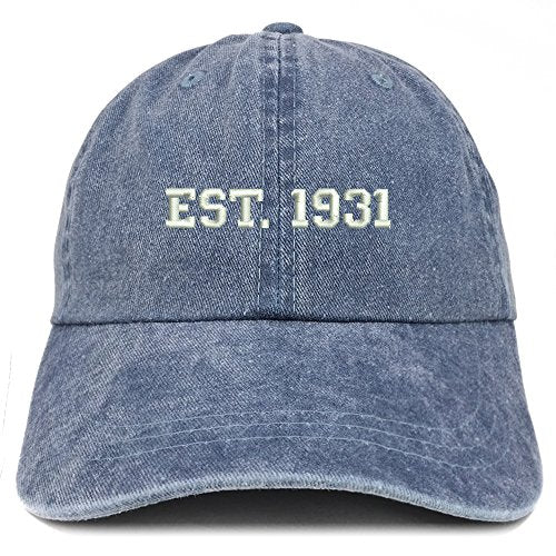 Trendy Apparel Shop EST 1931 Embroidered - 90th Birthday Gift Pigment Dyed Washed Cap