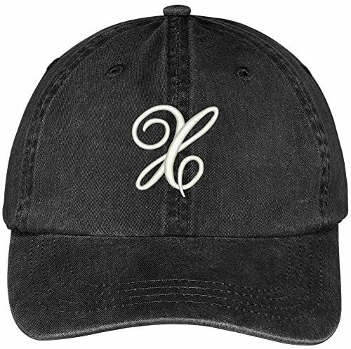 Trendy Apparel Shop Letter X Script Monogram Font Embroidered Washed Cotton Cap