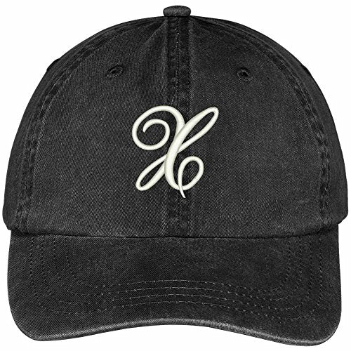Trendy Apparel Shop Letter X Script Monogram Font Embroidered Washed Cotton Cap