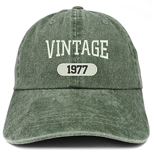 Trendy Apparel Shop Vintage 1977 Embroidered 44th Birthday Soft Crown Washed Cotton Cap