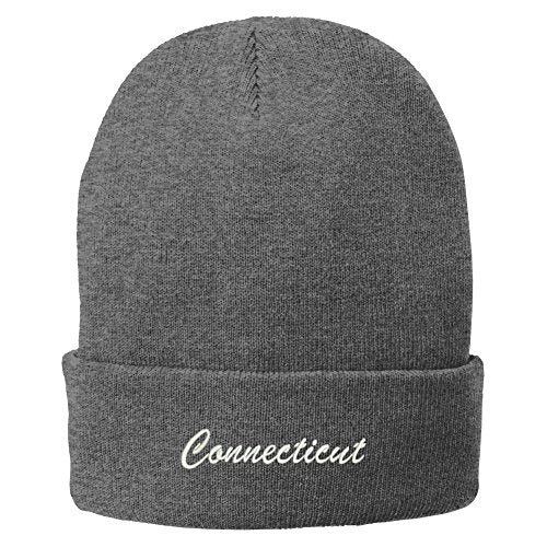 Trendy Apparel Shop Conneticut Embroidered Winter Folded Long Beanie