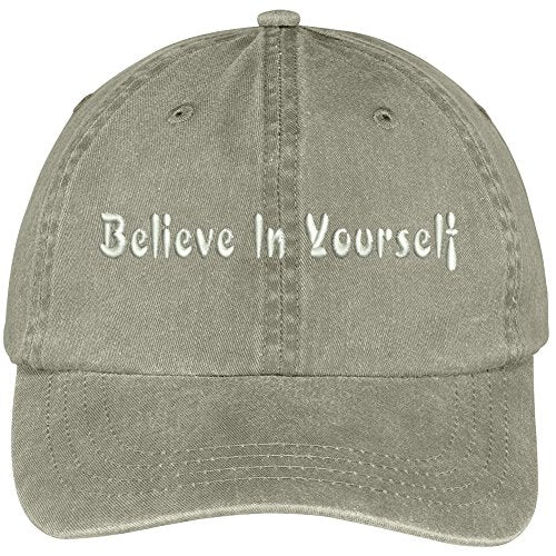 Trendy Apparel Shop Believe In Yourself Embroidered Washed Cotton Adjustable Cap