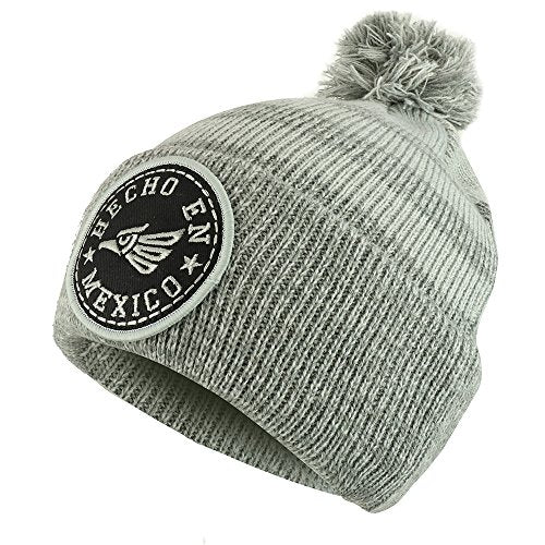 Trendy Apparel Shop Hecho EN Mexico Cara Cara Eagle Embroidered Winter Pom Pom Beanie