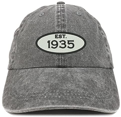 Trendy Apparel Shop Established 1935 Embroidered 86th Birthday Gift Pigment Dyed Washed Cotton Cap