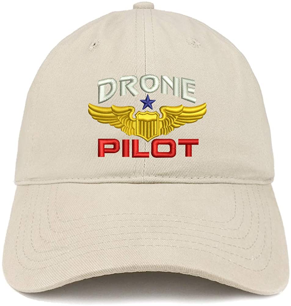 Trendy Apparel Shop Drone Pilot Aviation Wing Embroidered Soft Crown 100% Brushed Cotton Cap