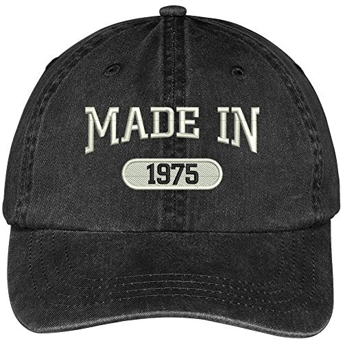 Trendy Apparel Shop 44th Birthday - Made in 1975 Embroidered Low Profile Washed Cotton Baseball Cap