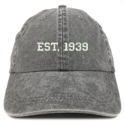 Trendy Apparel Shop EST 1939 Embroidered - 82nd Birthday Gift Pigment Dyed Washed Cap