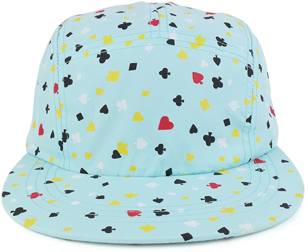 Trendy Apparel Shop 5-Panel Lightweight Unstructured Playing Card Print Flatbill Snapback Cap - Aqua