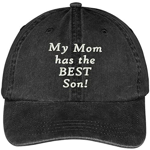 Trendy Apparel Shop My Mom Has The Best Son Embroidered Washed Cotton Cap