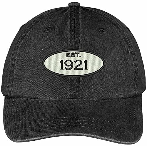 Trendy Apparel Shop Established 1921 Embroidered 98th Birthday Gift Washed Cotton Cap