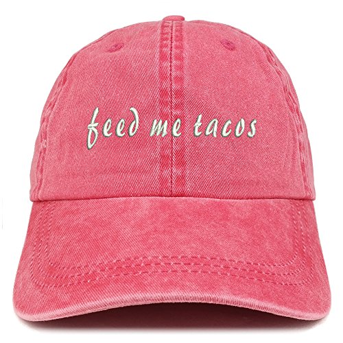 Trendy Apparel Shop Feed Me Tacos Embroidered Washed Cotton Adjustable Cap