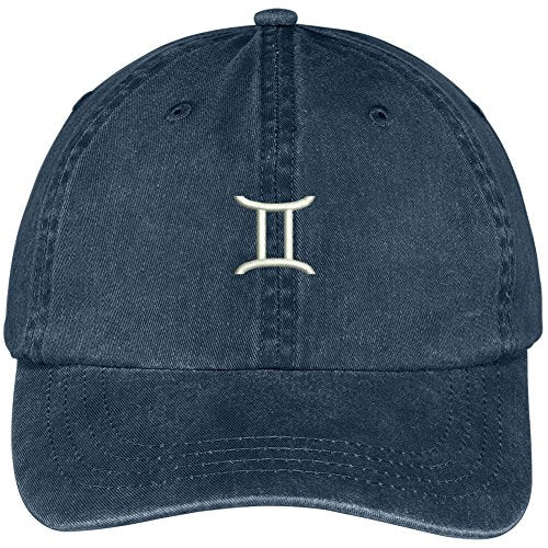Trendy Apparel Shop Gemini Zodiac Signs Embroidered Soft Crown 100% Brushed Cotton Cap