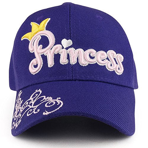 Trendy Apparel Shop Youth Size Girl's 3D Princess Swirl Embroidery Structured Baseball Cap
