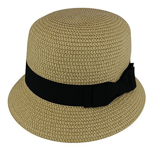 Trendy Apparel Shop Womens Trendy Cloche Paper Braid Bucket Hat