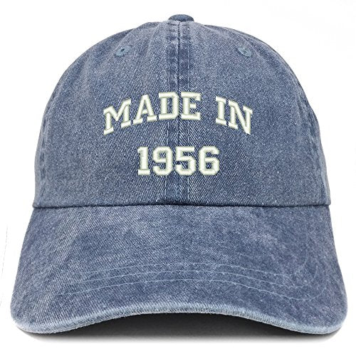 Trendy Apparel Shop Made in 1955 Text Embroidered 65th Birthday Washed Cap