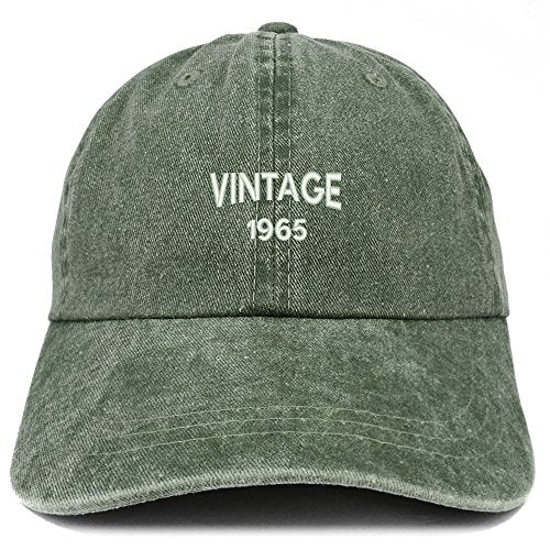 Trendy Apparel Shop Small Vintage 1965 Embroidered 56th Birthday Washed Pigment Dyed Cap