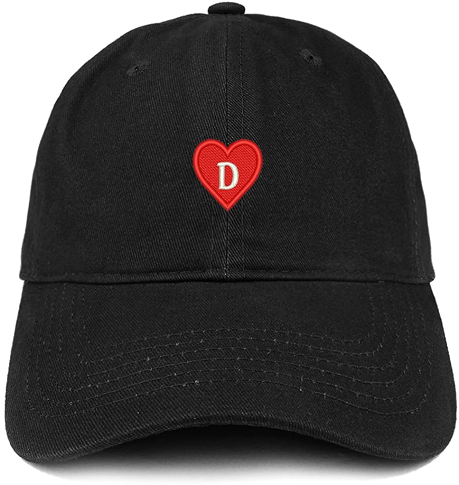 Trendy Apparel Shop Alphabet D Heart Emoji Embroidered Cotton Dad Hat- Black