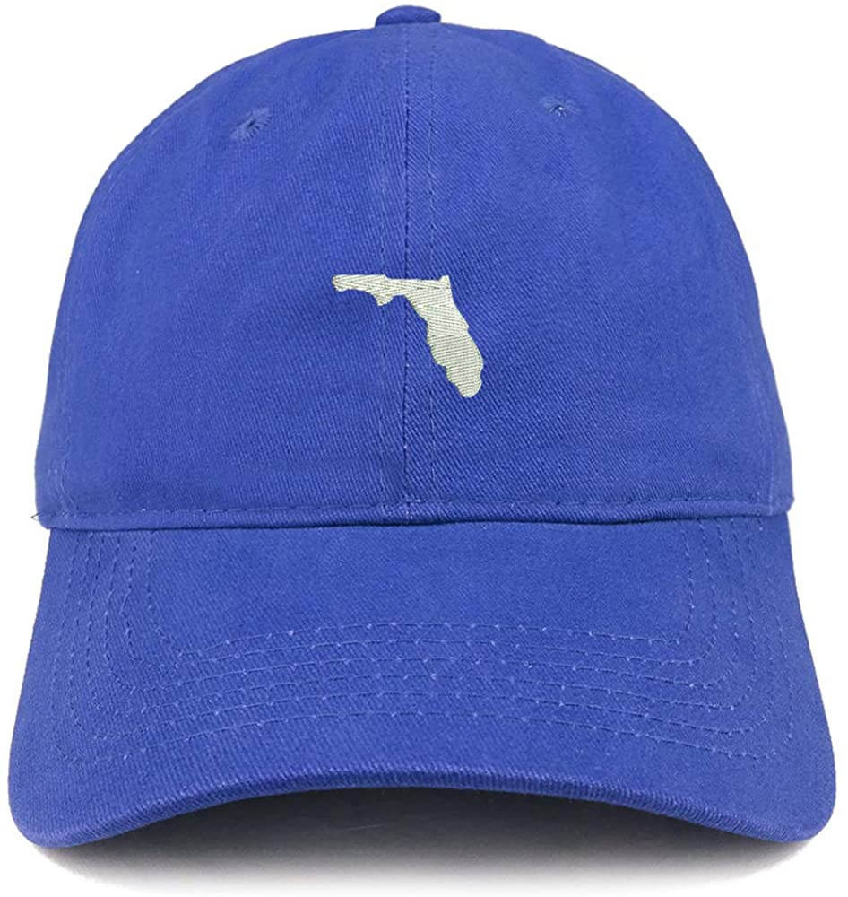 Trendy Apparel Shop Florida State Map Embroidered Low Profile Soft Cotton Brushed Baseball Cap