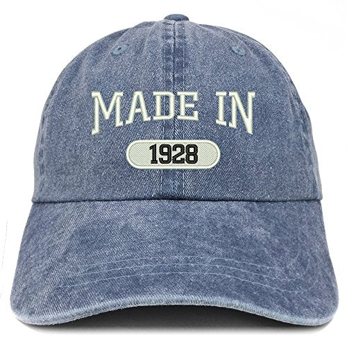 Trendy Apparel Shop Made in 1928 Embroidered 93rd Birthday Washed Baseball Cap