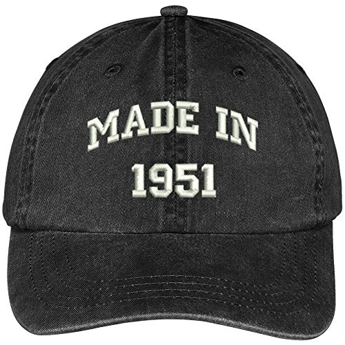 Trendy Apparel Shop Made in 1951-68th Birthday Embroidered Pigment Dyed Cotton Baseball Cap