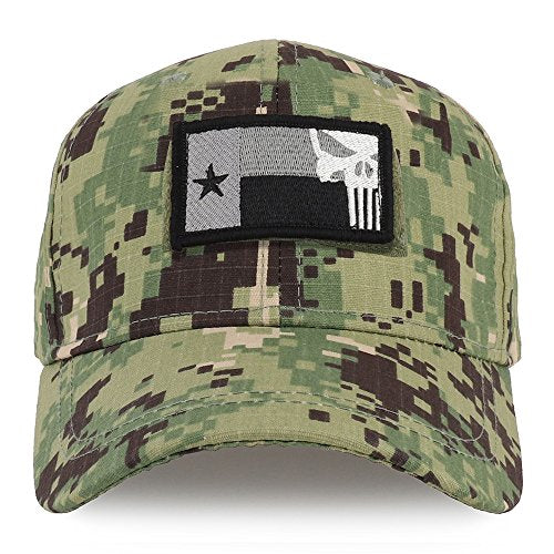 Trendy Apparel Shop Youth Punisher Skull Texas State Flag Patch Tactical Cap