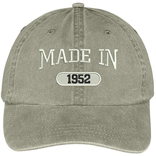 Trendy Apparel Shop 67th Birthday - Made in 1952 Embroidered Low Profile Washed Cotton Baseball Cap
